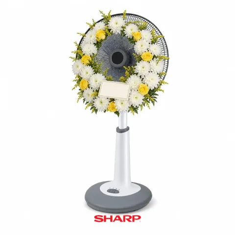 พวงหรีดพัดลม Sharp 18 นิ้ว โทนขาวเหลือง