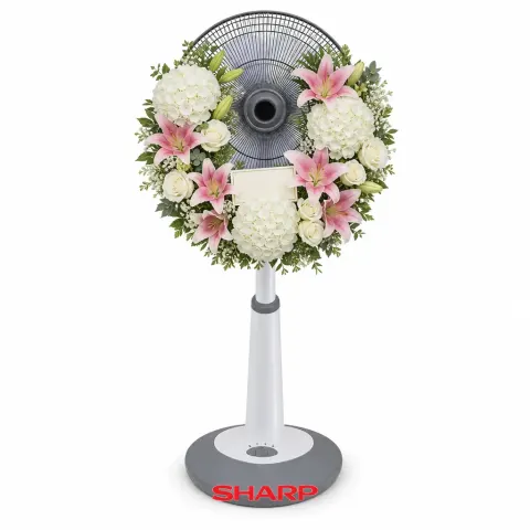 พวงหรีดพัดลม Sharp 18 นิ้ว ลิลลี่ชมพู