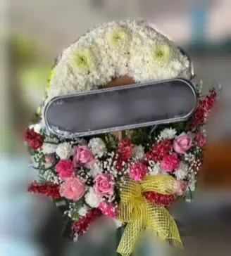 พวงหรีดกุหลาบ โทนขาวชมพู