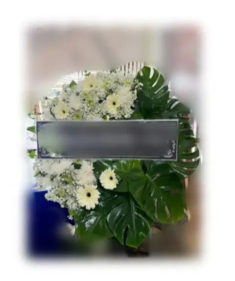 พวงหรีดเยอบีร่า โทนขาวล้วน