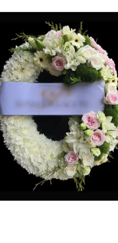 พวงหรีดลิลลี่ โทนขาวชมพูเขียว