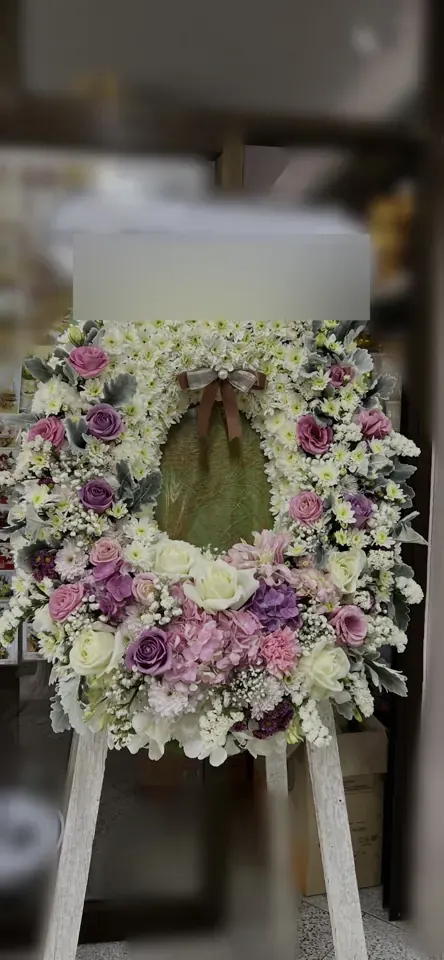 พวงหรีดกุหลาบ โทนม่วงชมพู