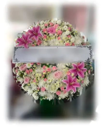 พวงหรีดลิลลี่ โทนชมพูขาว