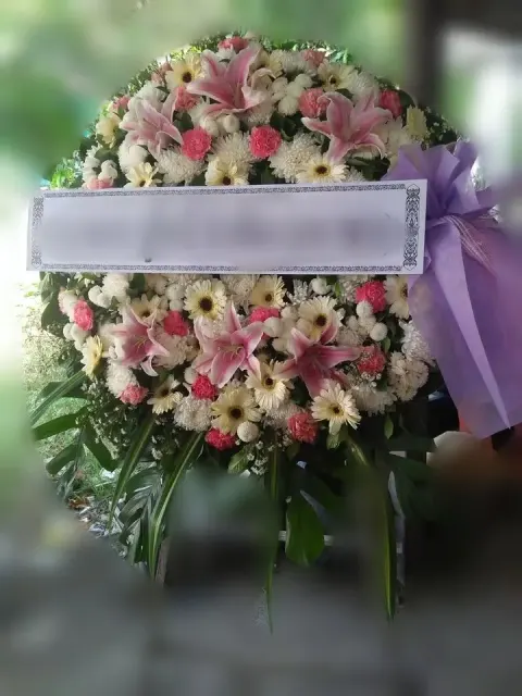 พวงหรีดลิลลี่ โทนม่วงขาวชมพู