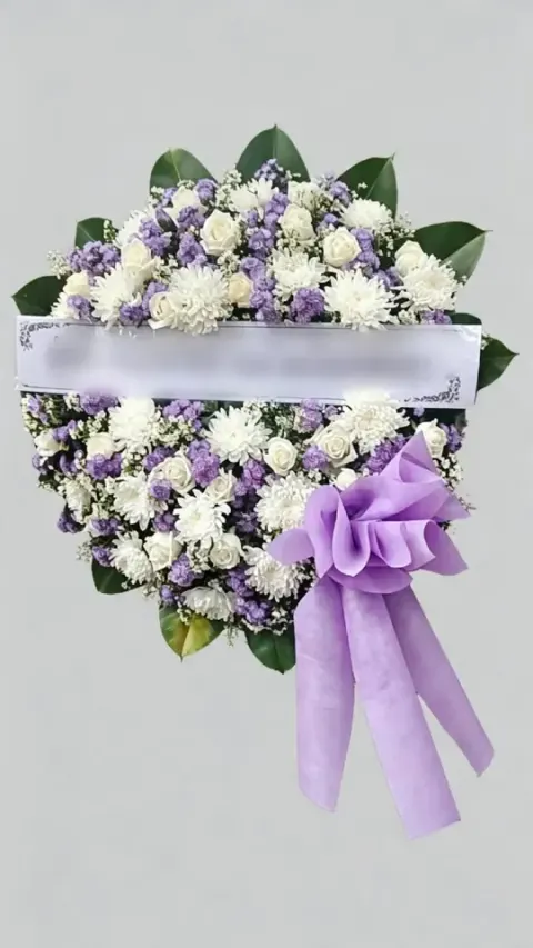 พวงหรีดกุหลาบ โทนม่วงขาว