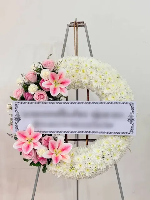 พวงหรีดลิลลี่ โทนชมพูขาว