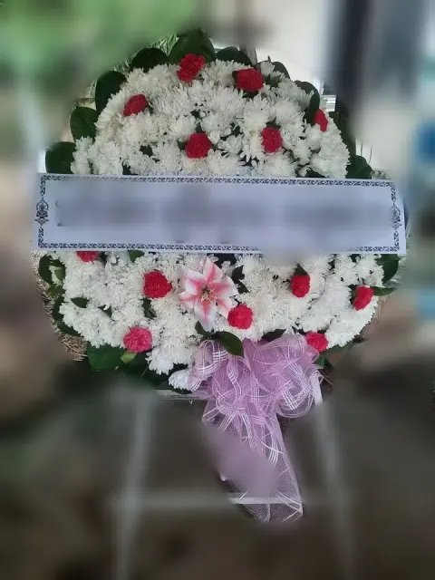 พวงหรีดลิลลี่ โทนขาวแดง