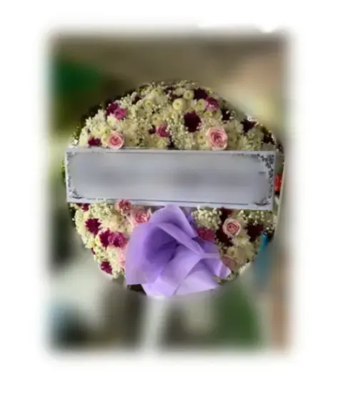 พวงหรีดกุหลาบ โทนขาวม่วงชมพู