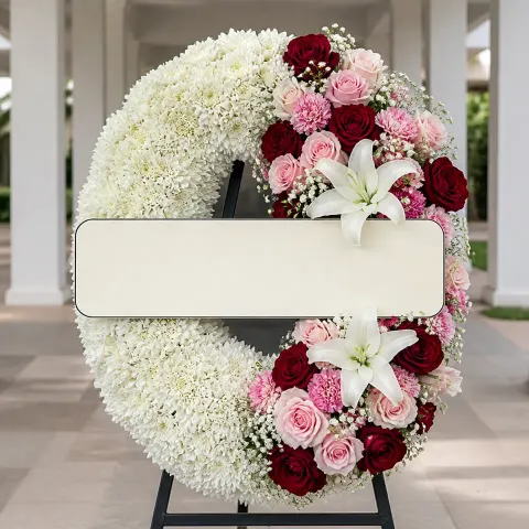พวงหรีดชุด1069 โทนขาวชมพู