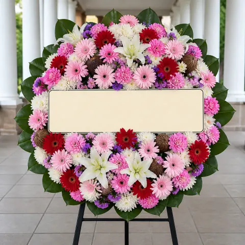 พวงหรีดชุด1118 โทนชมพูม่วง