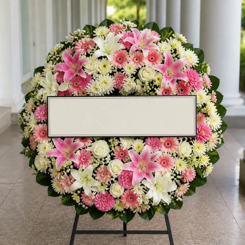 พวงหรีดชุด1132 โทนชมพู
