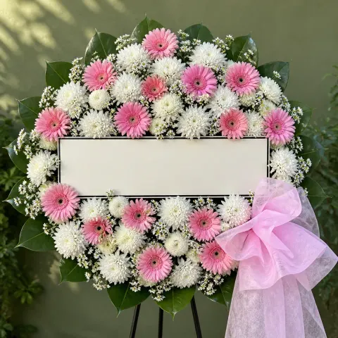 พวงหรีดชุด1152 โทนขาวชมพู