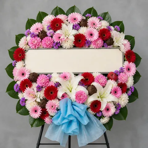 พวงหรีดชุด1170 โทนชมพูม่วง