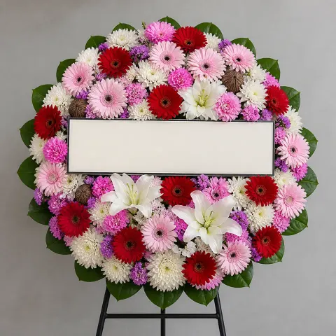 พวงหรีดชุด1184 โทนชมพูม่วง