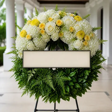 พวงหรีดชุด1188 โทนขาวเหลือง
