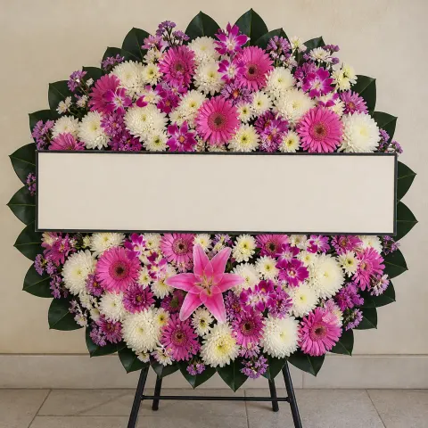 พวงหรีดชุด1224 โทนชมพูม่วง