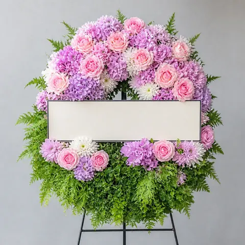 พวงหรีดชุด1254 โทนขาวชมพูม่วง