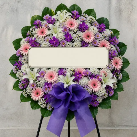 พวงหรีดชุด1281 โทนชมพู