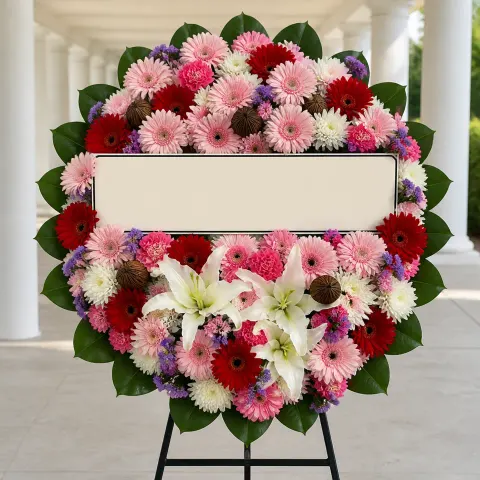 พวงหรีดชุด1293 โทนชมพูม่วง