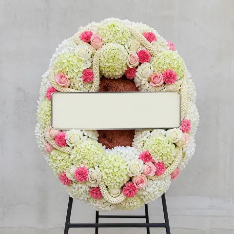 พวงหรีดชุด1295 โทนขาวชมพู