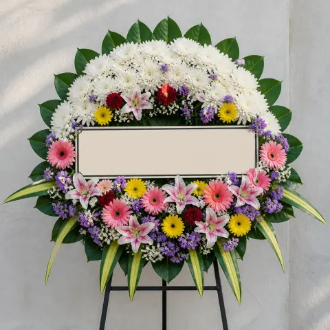 พวงหรีดชุด1302 โทนขาวล้วน