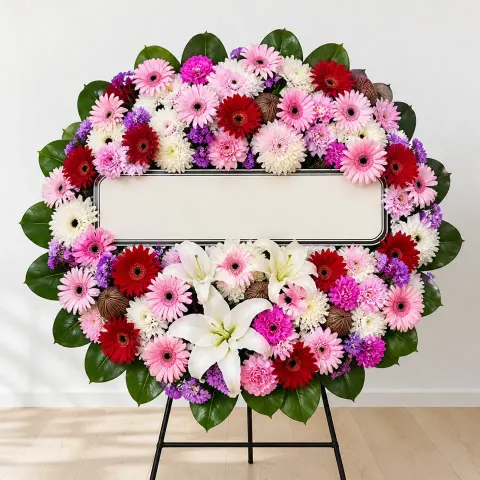 พวงหรีดชุด1311 โทนชมพูม่วง