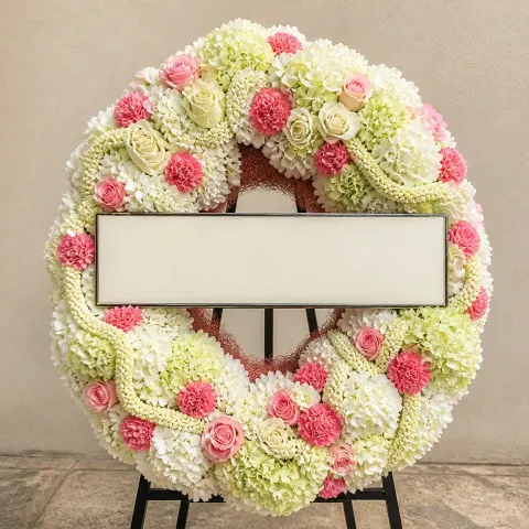 พวงหรีดชุด1322 โทนขาวชมพู