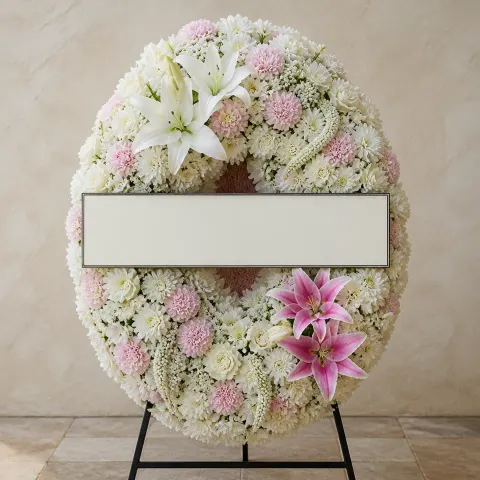 พวงหรีดชุด1329 โทนขาวชมพู