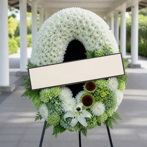 พวงหรีดชุด1377 โทนขาวล้วน