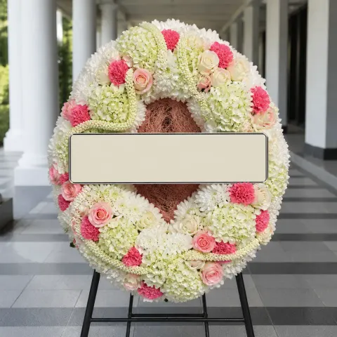 พวงหรีดชุด1412 โทนขาวชมพู