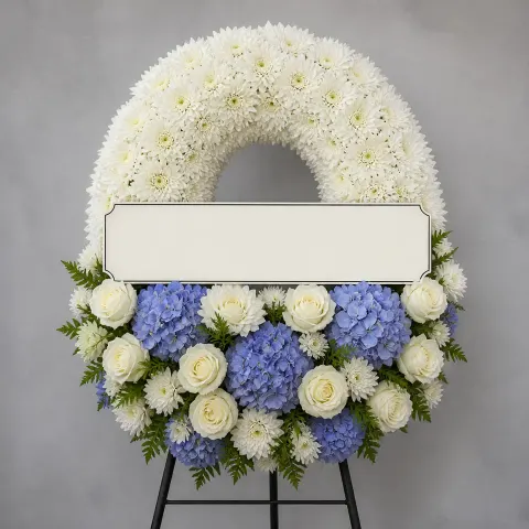 พวงหรีดชุด1415 โทนขาวฟ้า
