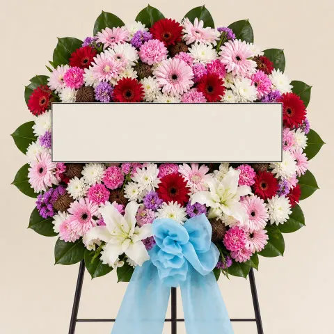 พวงหรีดชุด1431 โทนชมพูม่วง