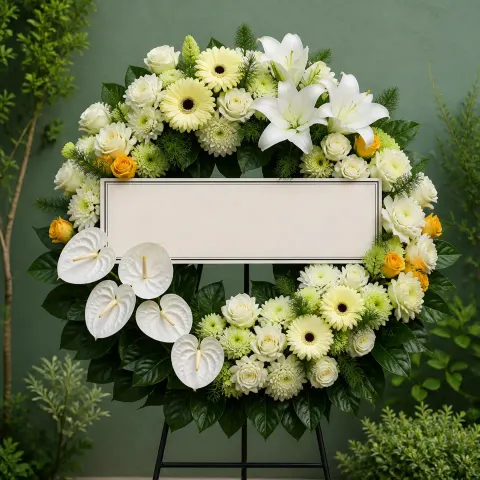 พวงหรีดชุด725 โทนขาวล้วน