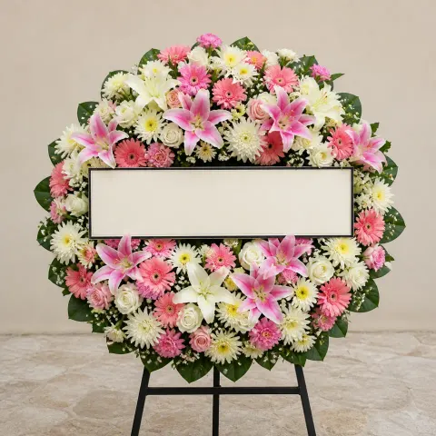 พวงหรีดชุด727 โทนชมพู